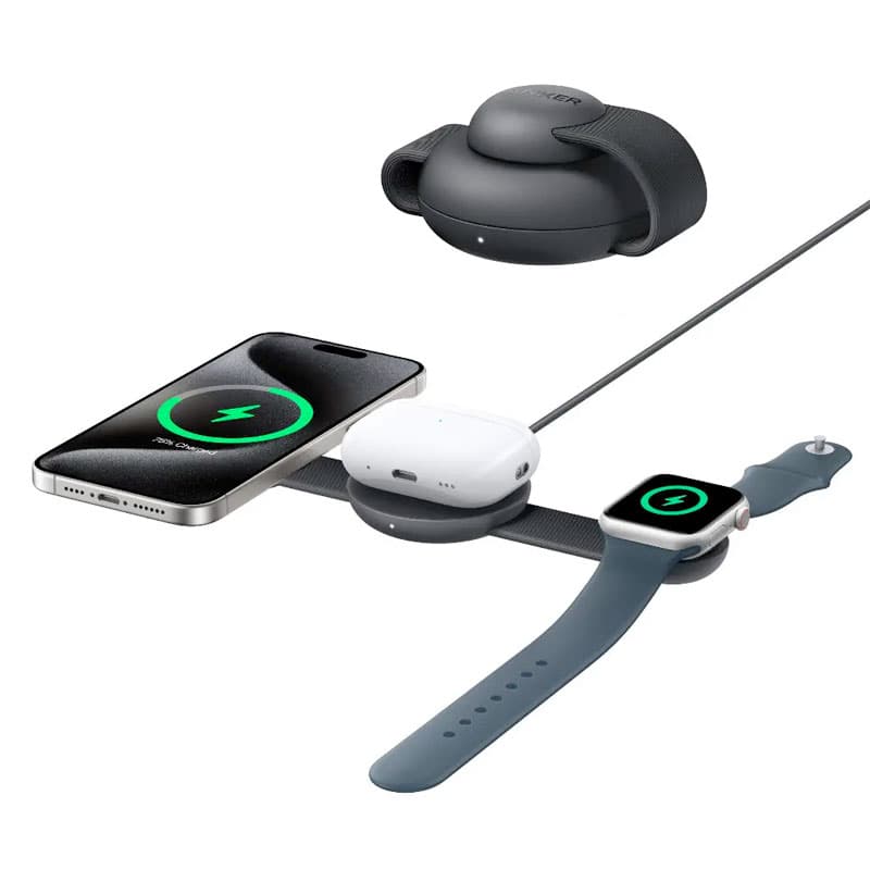 شارژر بی سیم مگ سیف سه کاره انکر Anker MagGo Qi2 Charger مدل B25M8