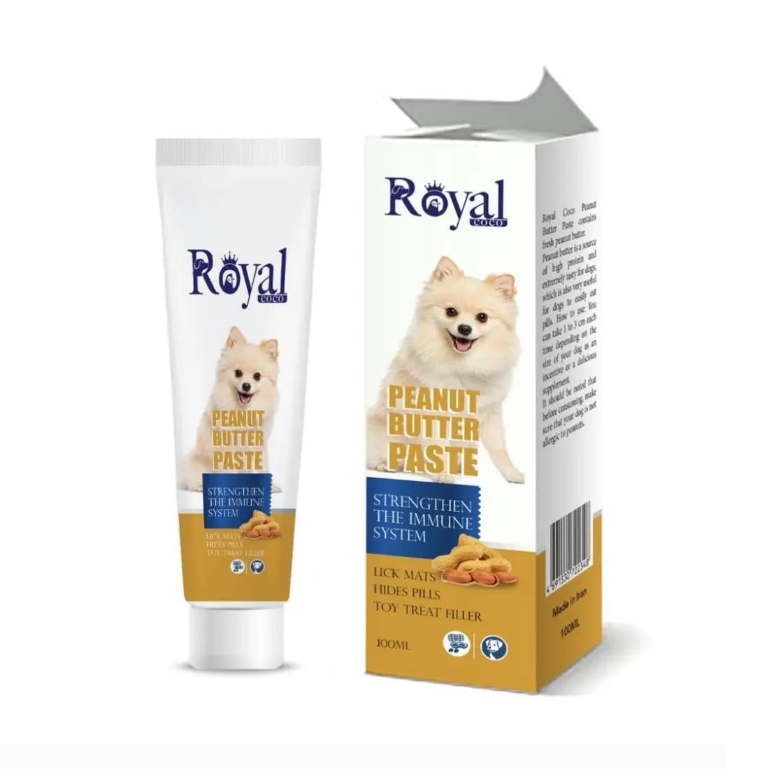 خمیر مالت مخصوص سگ با طعم کره بادام زمینی برند رویال کوکو وزن ۱۰۰ گرم