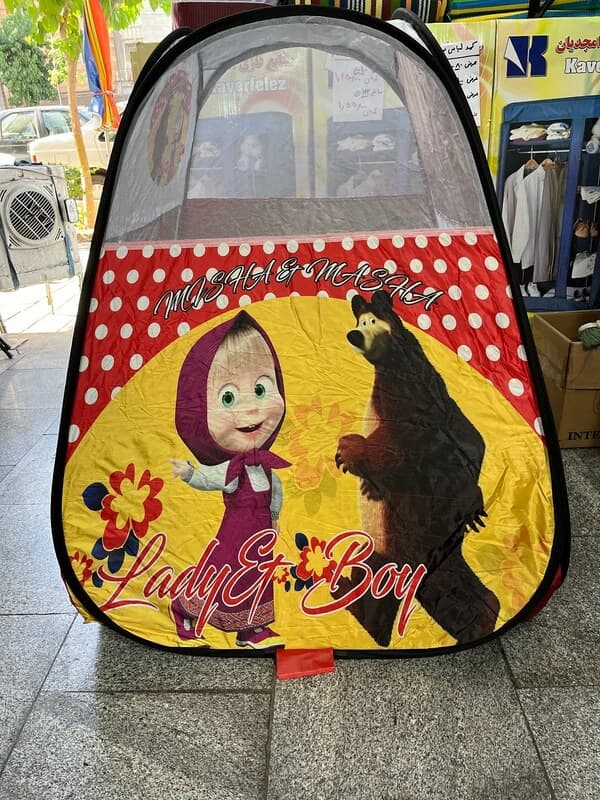 چادر مسافرتی کودک طرح ماشا و میشا (ماشا میشا) مدل فنری تاشو رنگ قرمز کد6