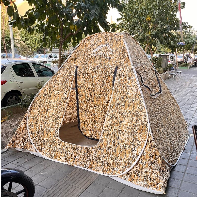 چادر مسافرتی 12نفره فنری تاشو با جنس برنو و داراس سه پنجره مدل طرح دار جدید کد6