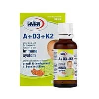 قطره خوراکی ویتامین A و D3 و K2 یوروویتال 30 میلی لیتر