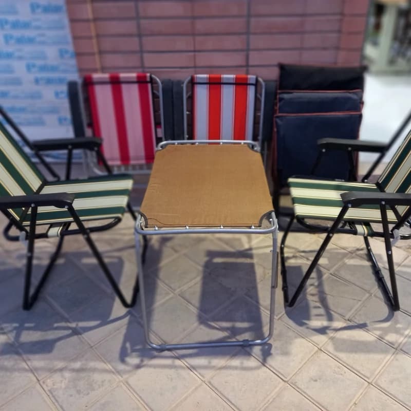 ست 5 تکه صندلی و میز فنری تاشو همراه با کاور