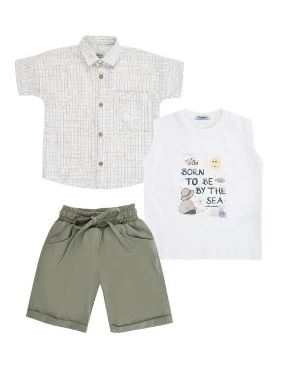 ست سه تکه پیراهن و تاپ و شلوارک پسرانه ملورینا Melorina کد 41201