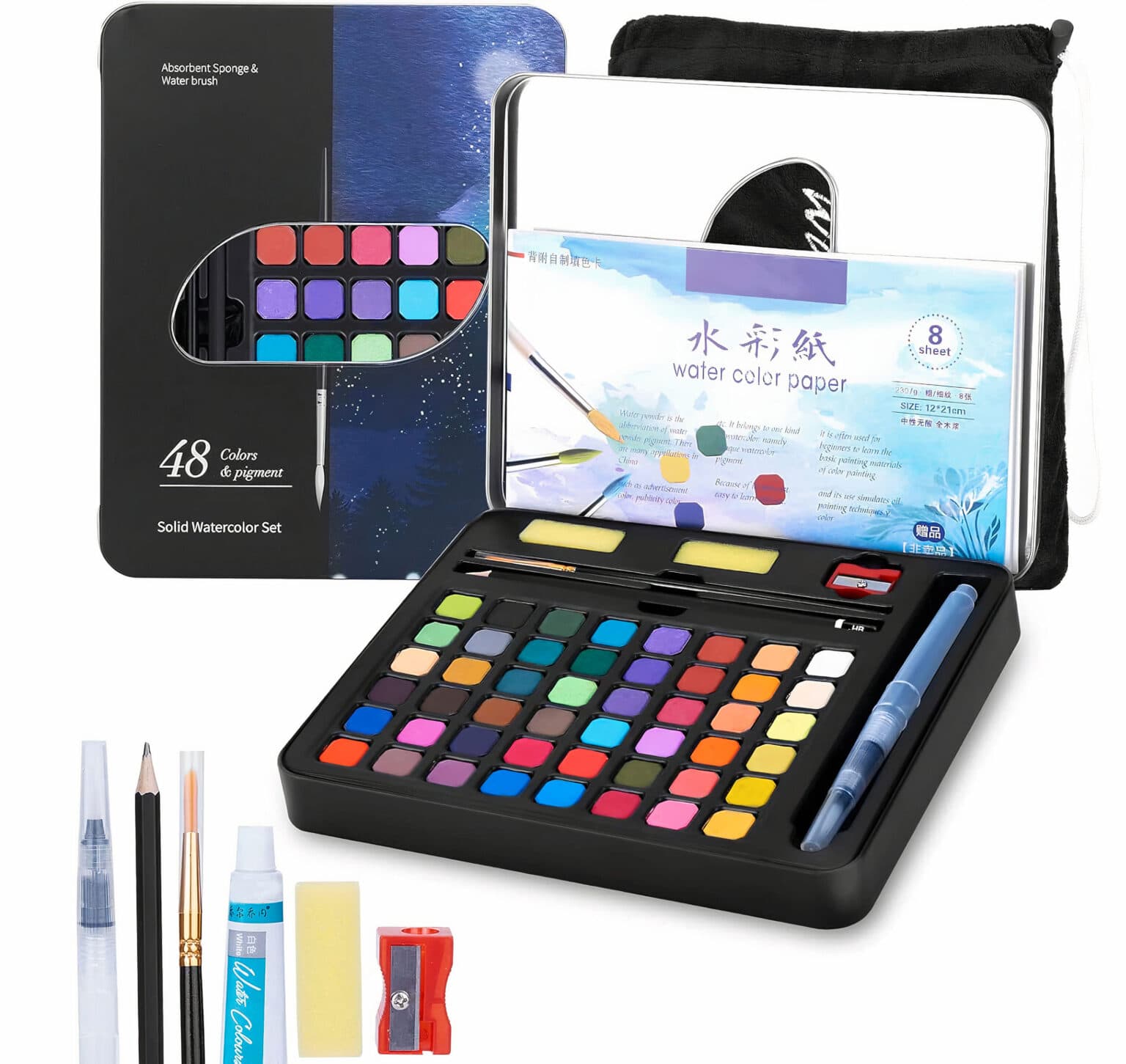 پالت آبرنگ طراحی ناخن 48 رنگ پک کامل حرفه ای