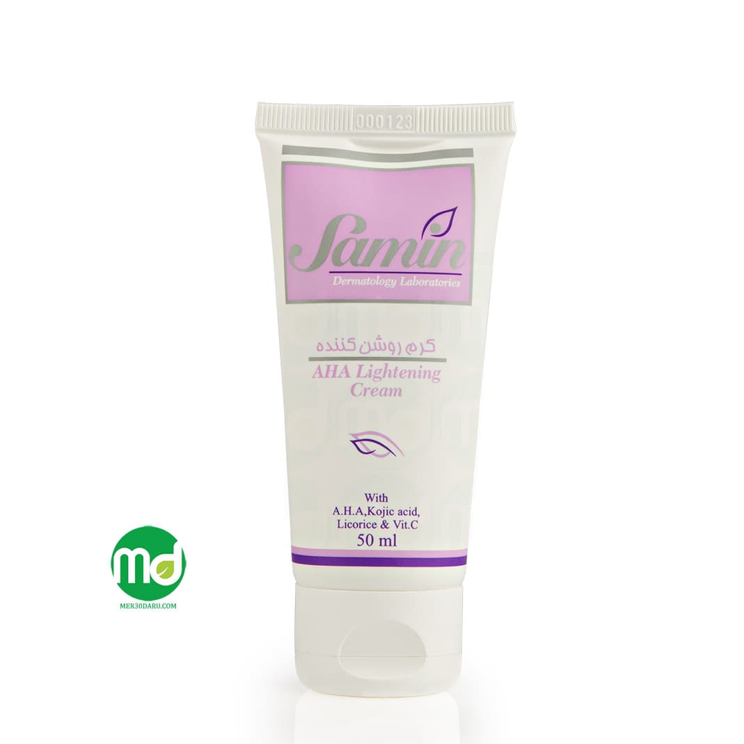 کرم روشن کننده و ضد تیرگی پوست ثمین حاوی AHA