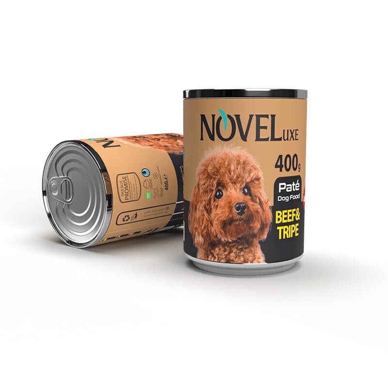 کنسرو پته سگ نوول با طعم سیرابی و گوشت گاو وزن 400 گرم