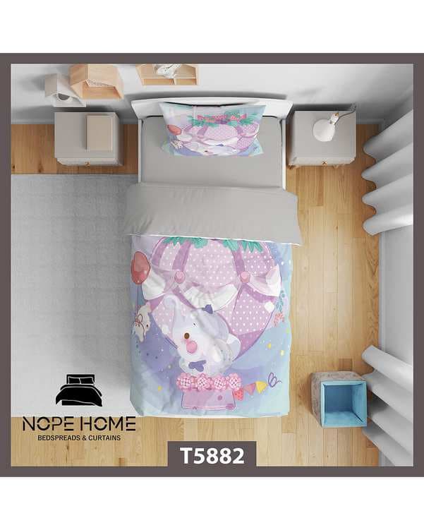 سرویس لحاف روتختی کودک یک نفره 5 تکه نوپه هوم Nopehome طرح فیل و بالون کد T5882