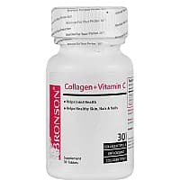 قرص کلاژن پلاس ویتامین سی برونسون 30 عددی | حاوی انواع تایپ های کلاژن برای جوانسازی پوست