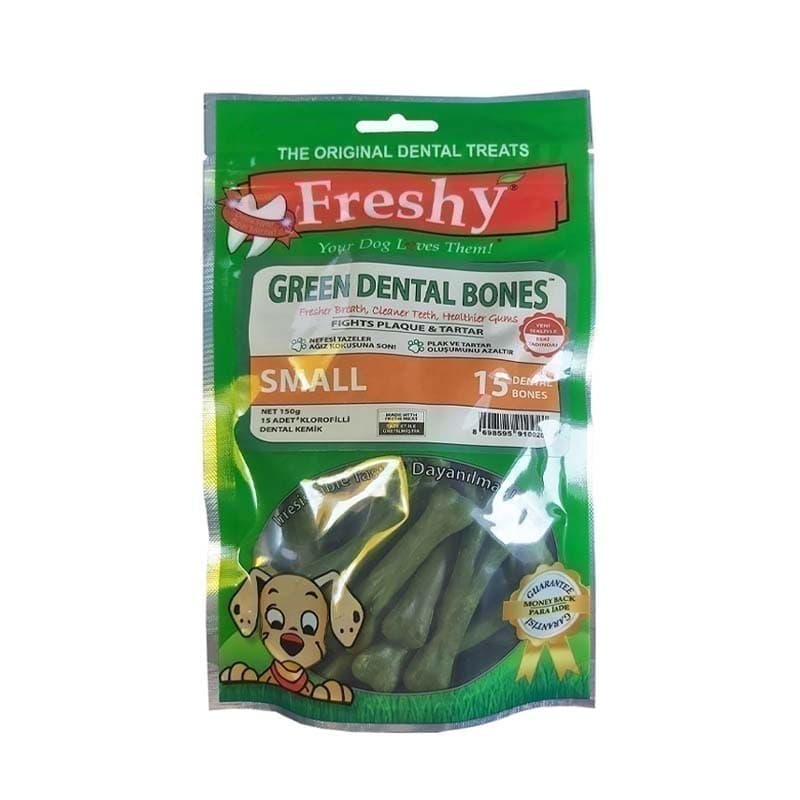 تشویقی استخوانی سگ فرشی Freshy Green Dental Bones بسته 15 عددی