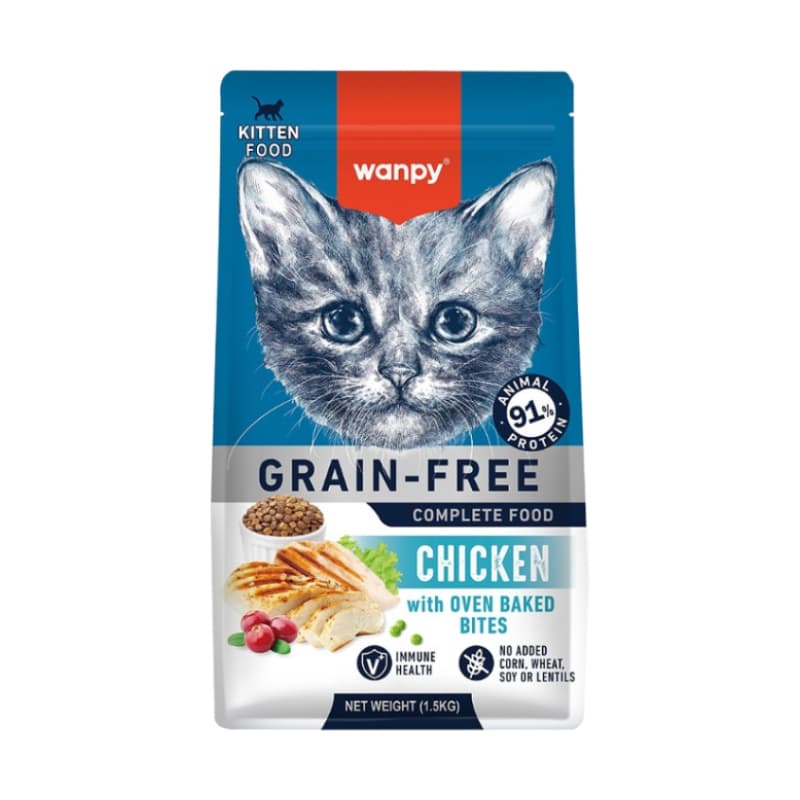 غذای خشک بچه گربه ونپی با طعم مرغ Wanpy Complete Kitten Food With Chicken وزن 1.5 کیلوگرم