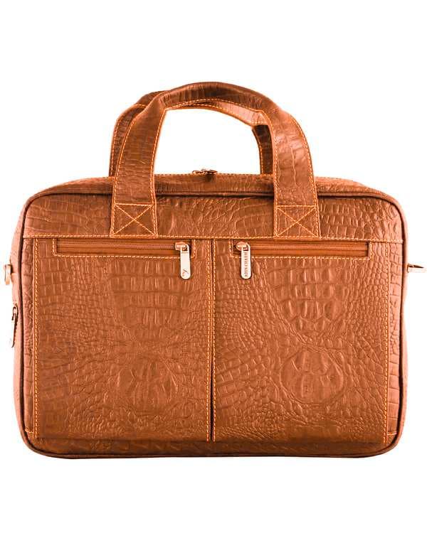 کیف چرم اداری عسلی چرم بارز Charm Barez کد DL35.KO