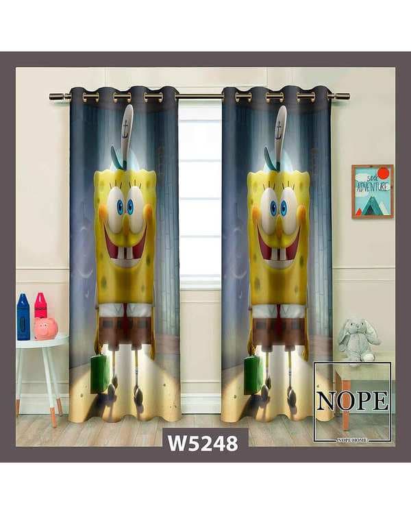 پرده کودک مخمل نوپه هوم Nopehome مدل پانچی طرح باب اسفنجی کد W5248