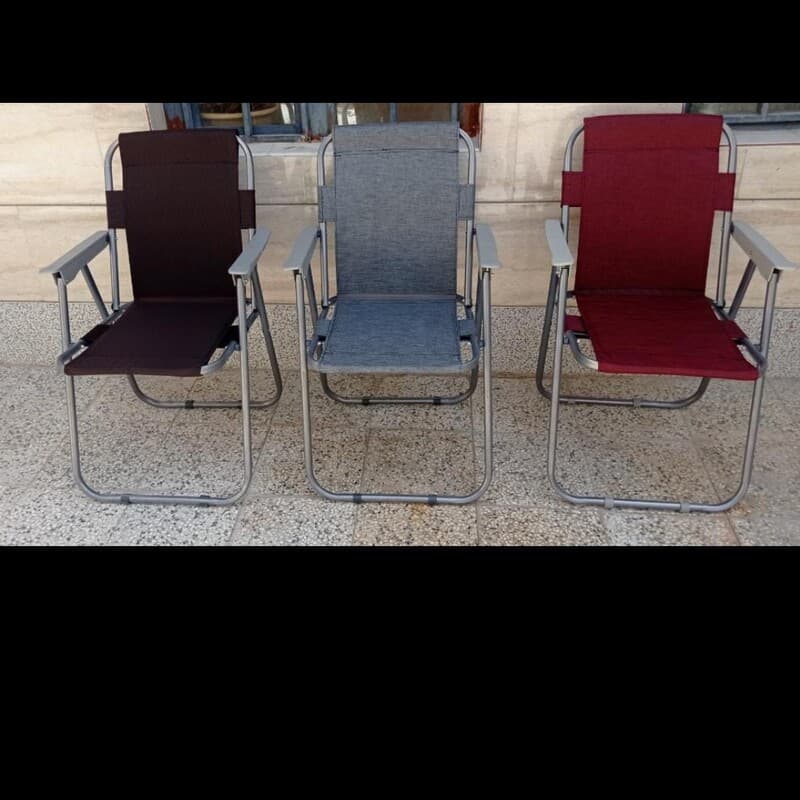 صندلی ساحلی فوم دار و 7فنر درجه 1 با گارانتی و لوله ضخیم ودسته جالیوانی دار تاشو