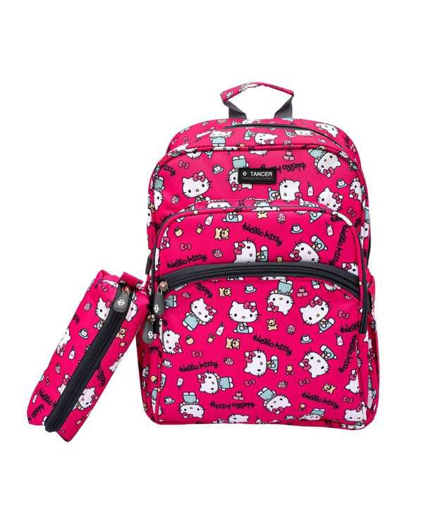 ست کوله پشتی و جامدادی بچگانه صورتی طرح هلوکیتی اریو ARIO تنسر Tancer کد 135