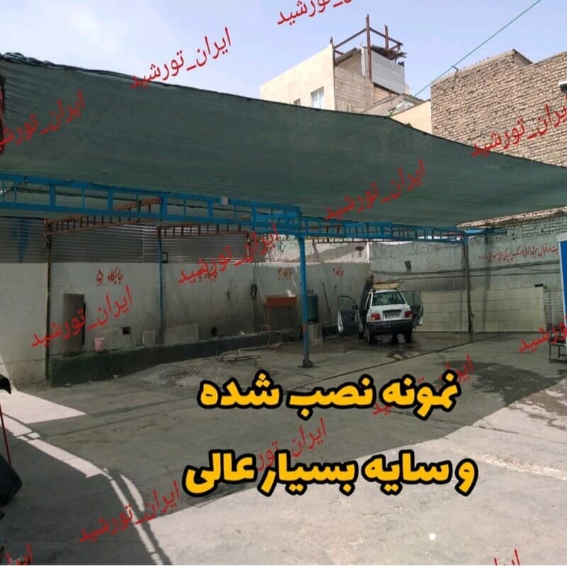 شید سایبان سبز 80 درصد ( ابعاد 8 در 4) دوردوزی شده و حلقه دار