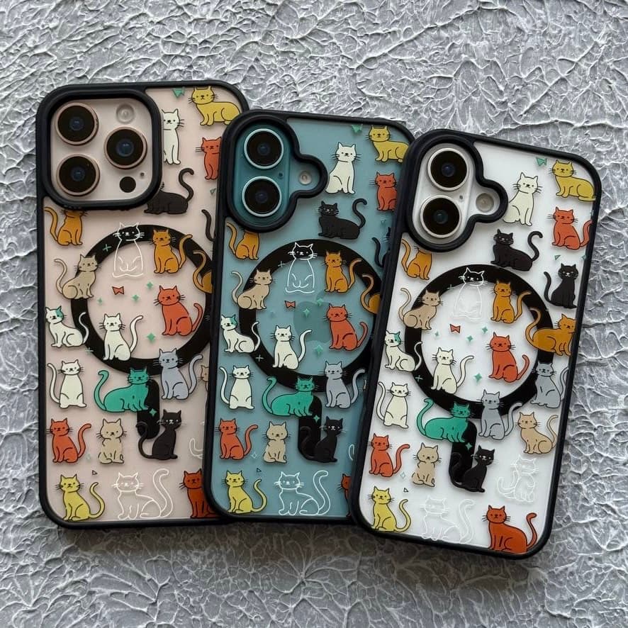 قاب مگ سیف دور مشکی گربه های ریز ریز