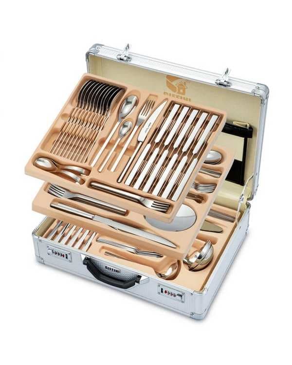 سرویس قاشق و چنگال 142 پارچه استیل جی فی نی GIFFINI مدل DA105 سوپر لاکچری