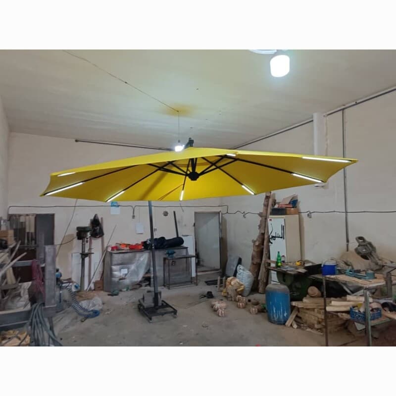 چتر نانو چراغدار 4 متری پایه بتنی مناسب تراس و روف و حیاط