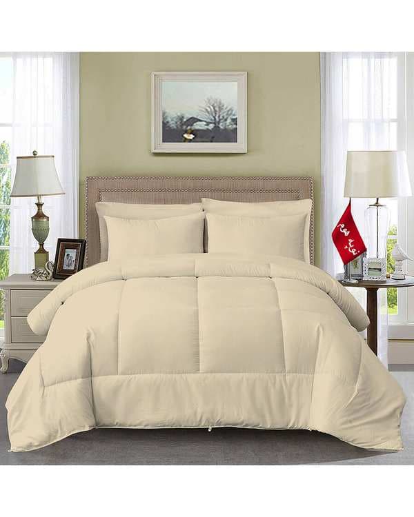 سرویس لحاف روتختی مینیمال دو نفره 6 تکه کرم نوپه هوم Nopehome طرح مربعی کد ۱۳۳