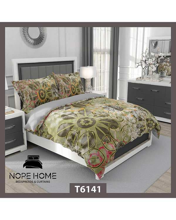 سرویس لحاف روتختی یک نفره 5 تکه نوپه هوم Nopehome طرح پتینه گل مدرن کد T6141