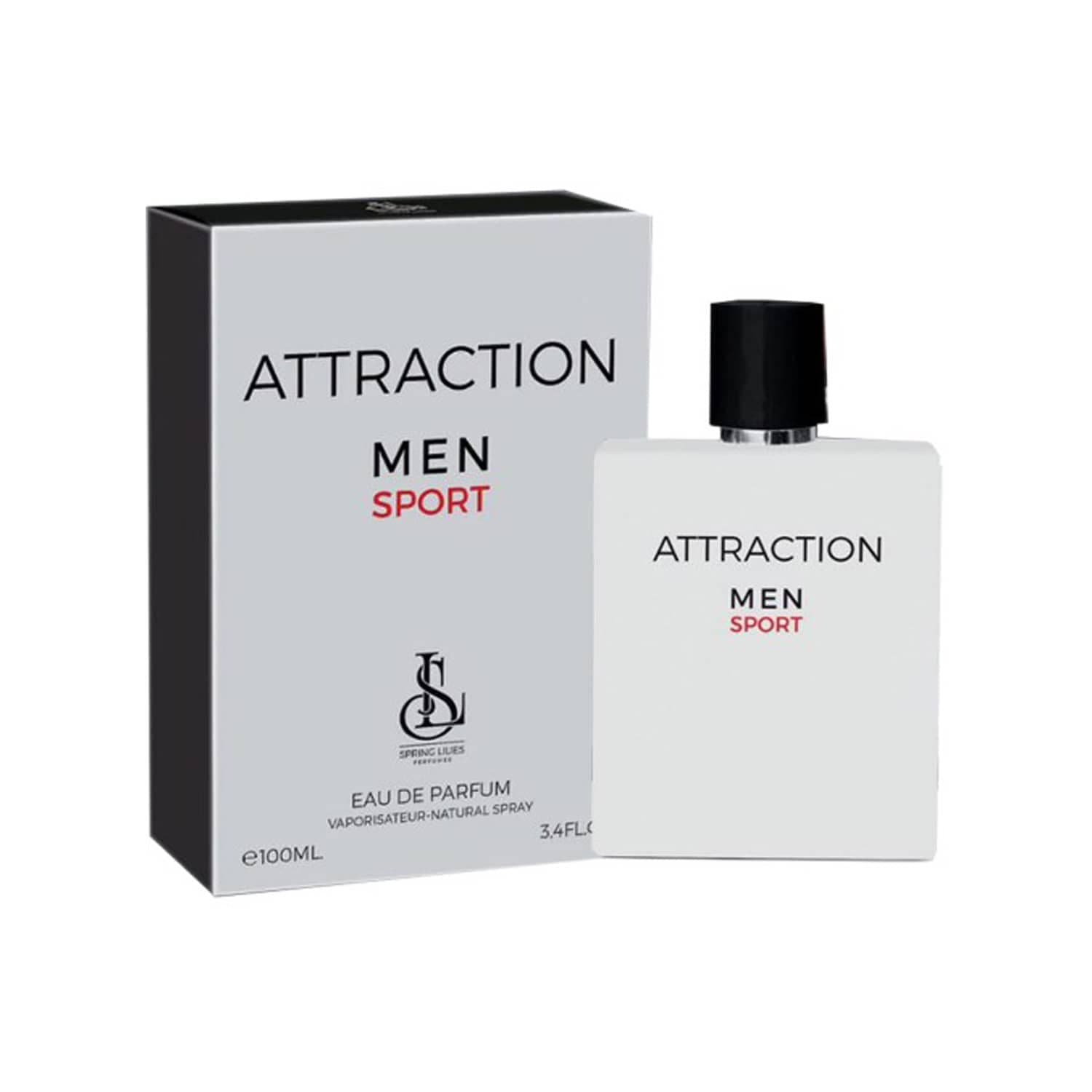 ادو پرفیوم مردانه اسپرینگ لیلیز مدل Attraction Men Sport حجم 100 میلی لیتر با پکیج Soft