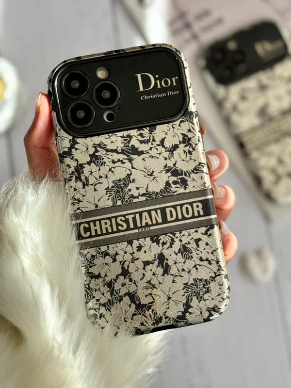 قاب موبایل آیفون دیور گلدار نقره ای