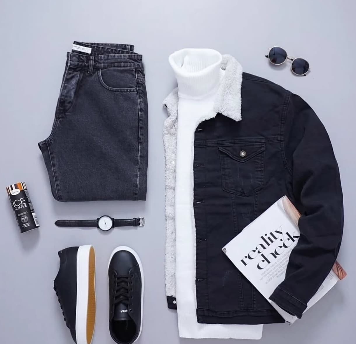 کت لی مشکی خزدار مردانه | رگولار فیت | کد ۱۸۶