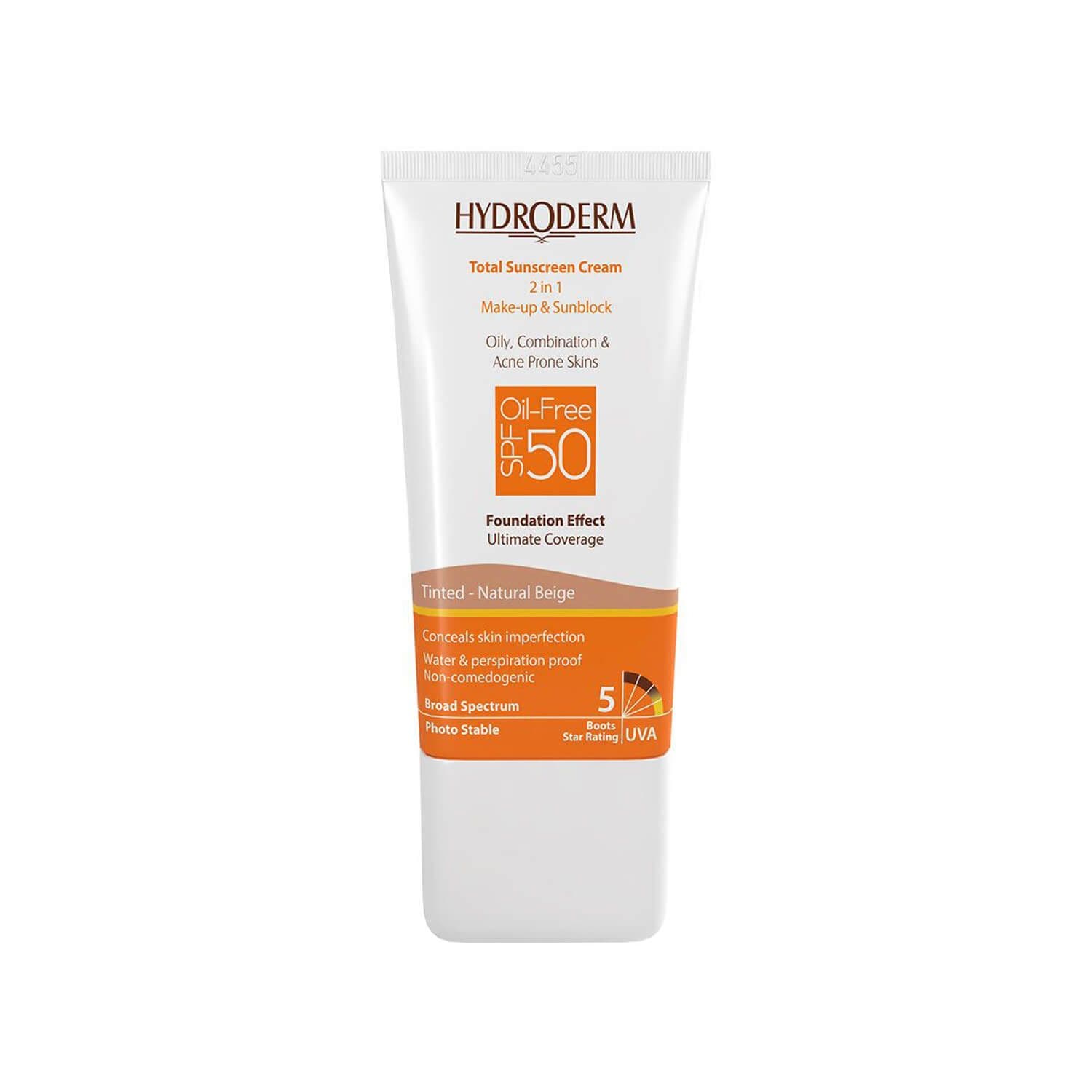 کرم ضد آفتاب فاقد چربی 2In1 هیدرودرم SPF50 حجم 40 میلی لیتر - بژ طبیعی