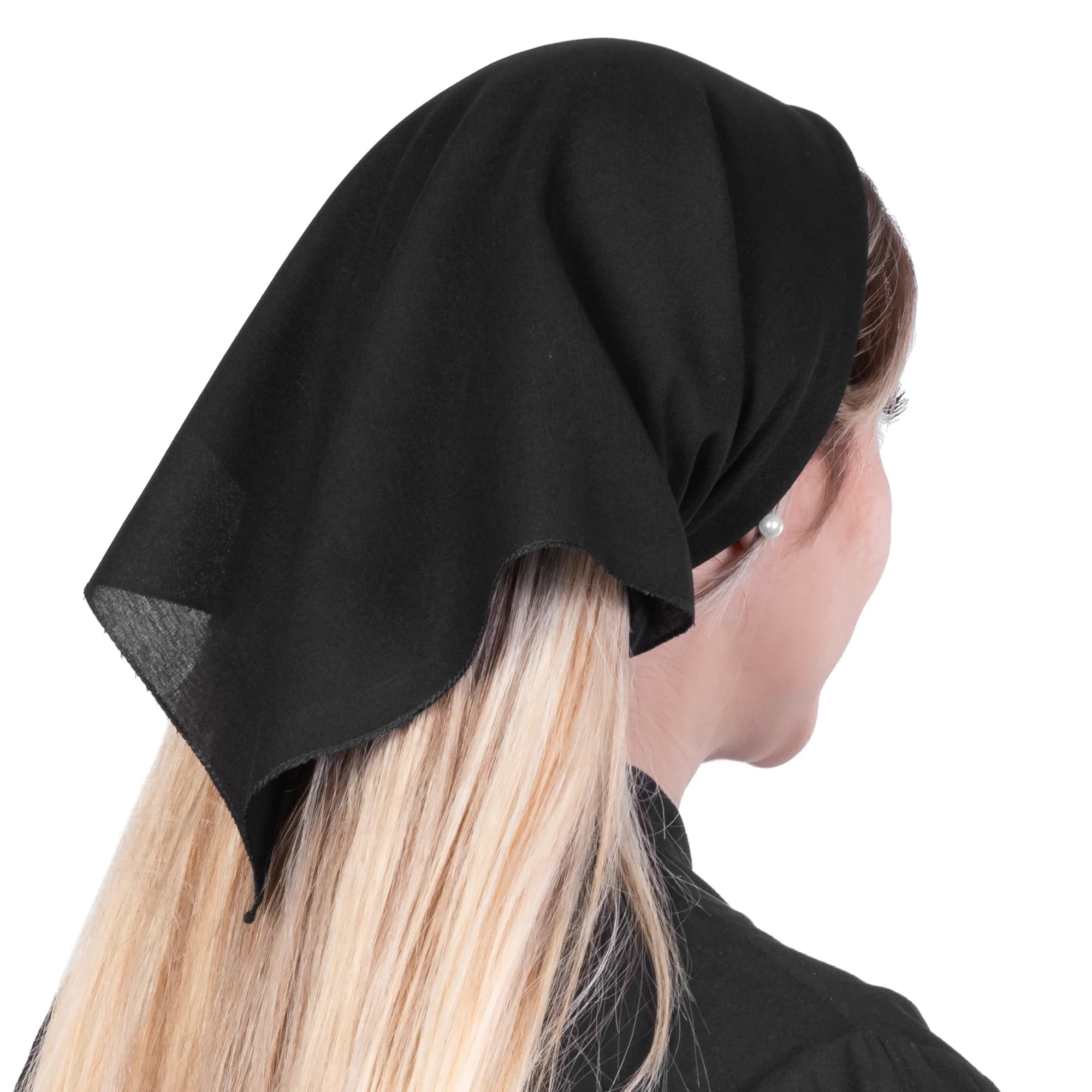 دستمال سر باندانا نخی مشکی سارا فرم