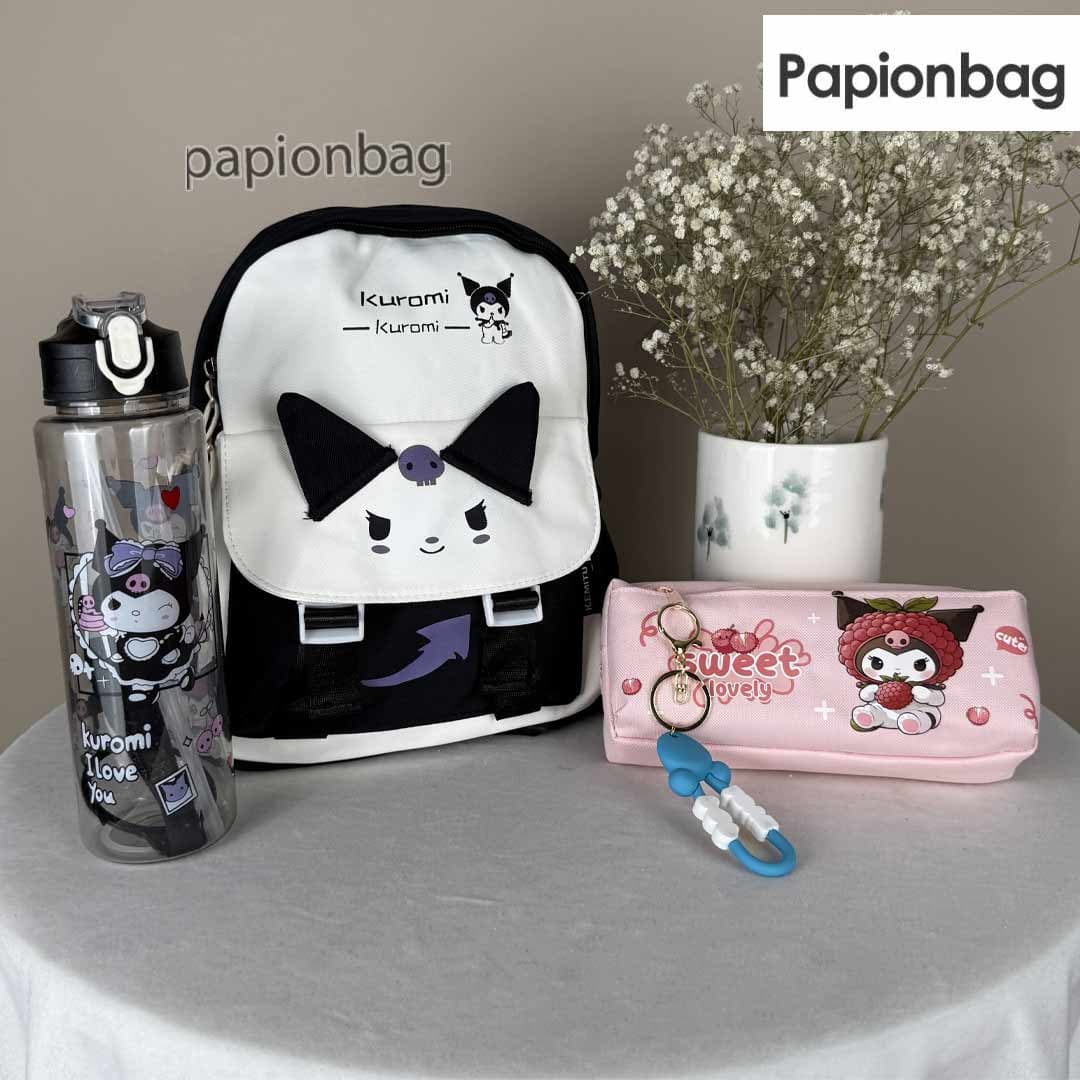 ست دخترانه کیف پیش دبستانی، جامدادی و قمقمه کرومی