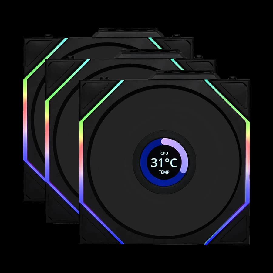 فن کیس لیان لی Lian Li UNI FAN TL-LCD Wireless 120 Black بسته 3 عددی