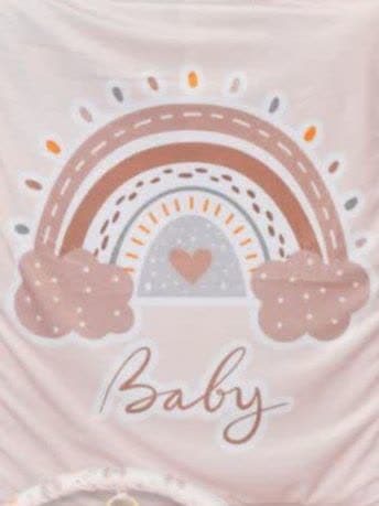 سرویس خواب چهار تکه مخمل طرح رنگین کمان کرمی نوزادی و کودک کد 21022