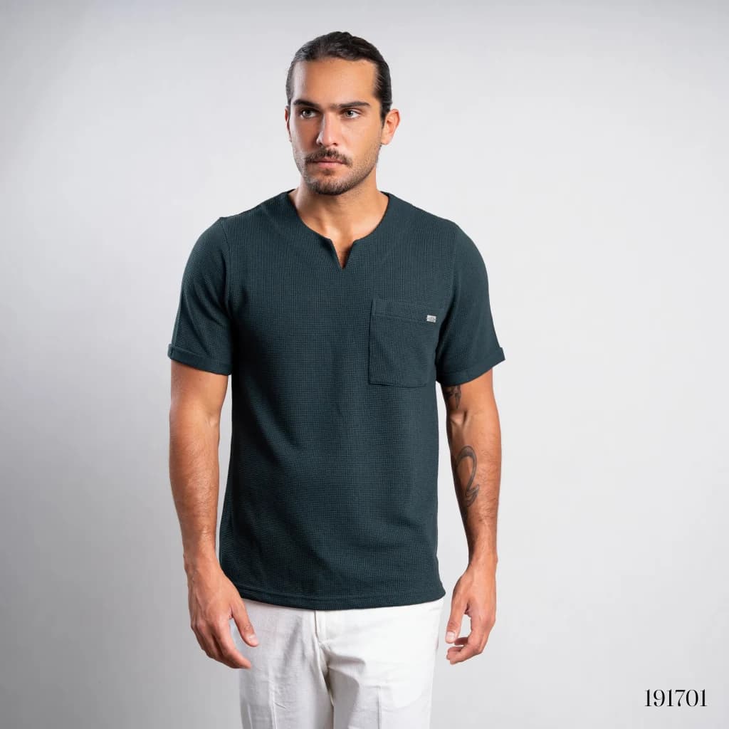تیشرت یقه کوبایی مردانه 191701