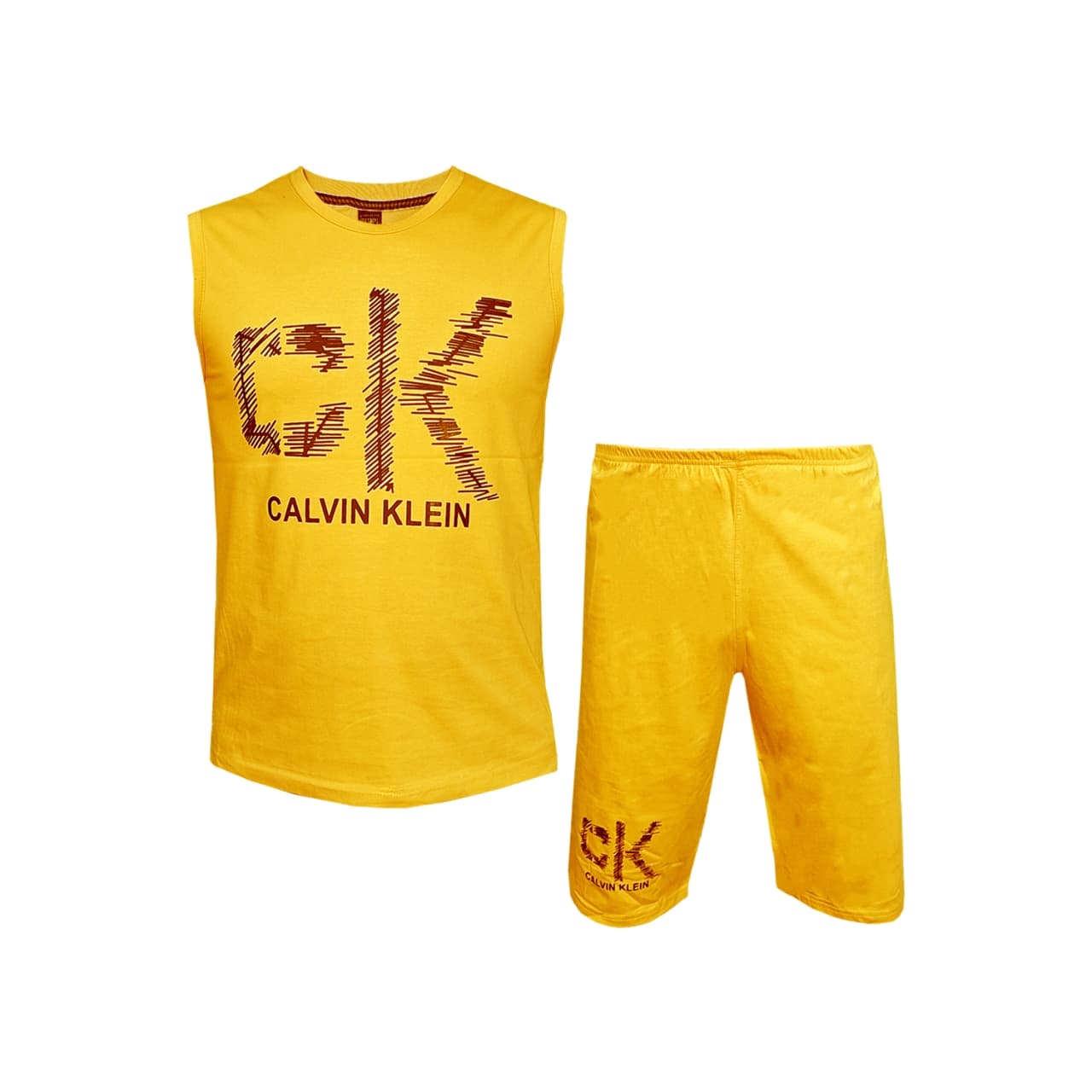 ست تاپ و شلوارک مردانه مدل KK کد 1567 رنگ زرد