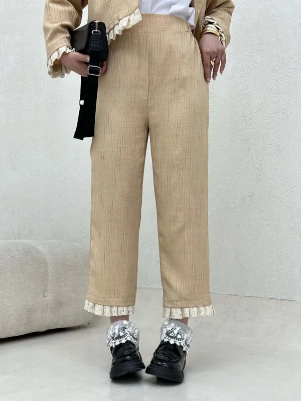 شلوار پایین گیپور گندم