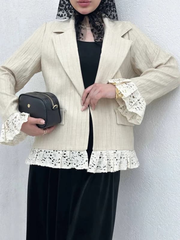 کت جیب نما گیپور دار