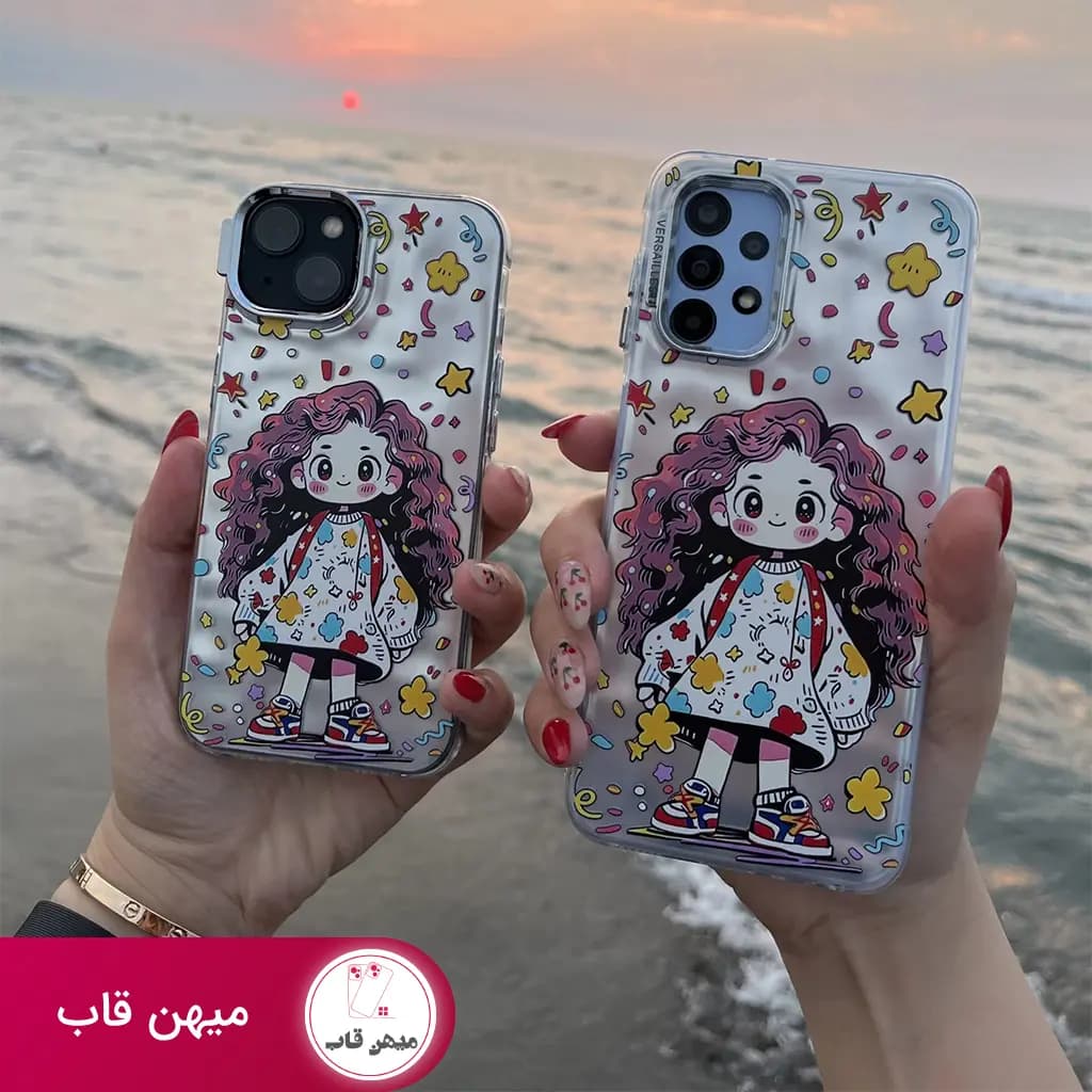 قاب گوشی آیفون دفرمه دختر مو فرفری - کد (۴۶۷۵۴)