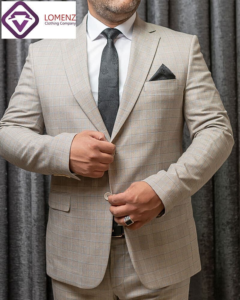 کت و شلوار پیچازی لومنز رنگ کرم 04