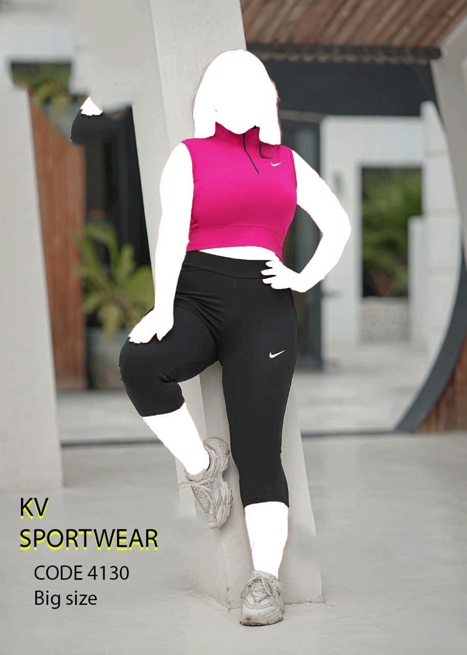 ست کراپ شلوارک نخی سایز بزرگ ورزشی زنانه NIKE کد 003