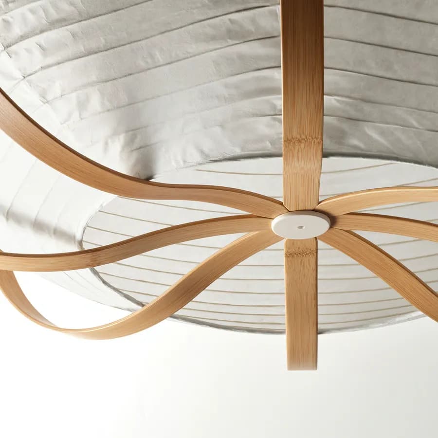 کلاهک/شید چراغ آویز ایکیا مدل TAGGTOFS، سفید/بامبو، قطر ۶۷ سانتی‌متر