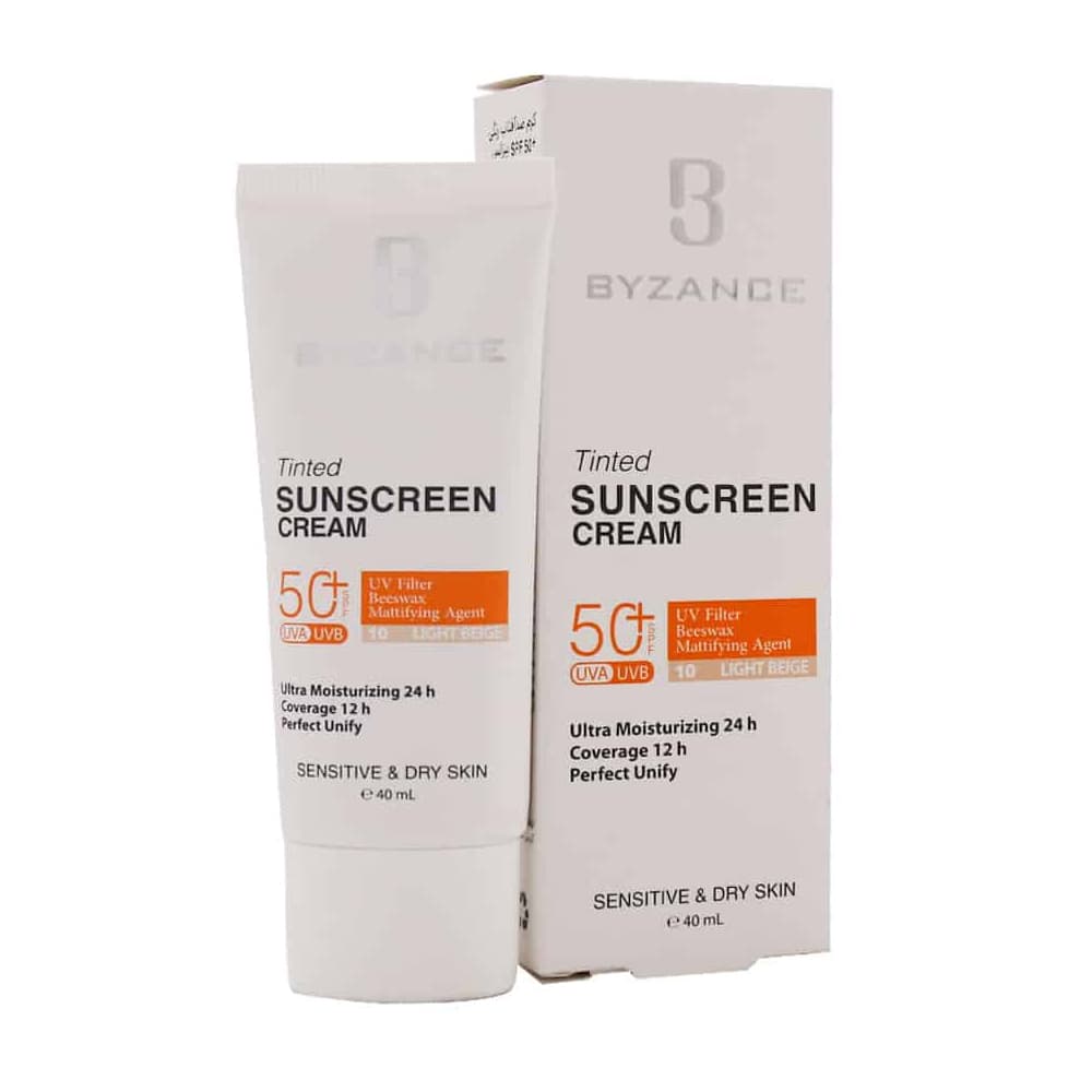 کرم ضد آفتاب رنگی لایت بژ اس پی اف 50 مناسب پوست خشک 40 میل ـ بیزانس