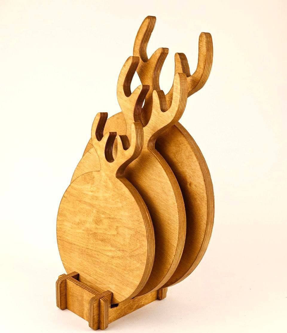 تخته سرو ۳ عددی گرد گوزن