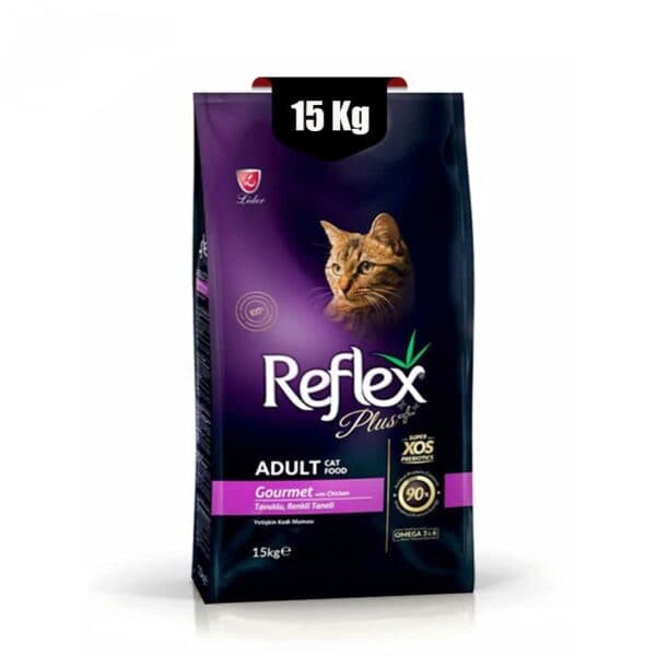 غذای خشک گربه بد اشتها رفلکس پلاس با طعم مرغ (Reflex Plus Cat Gourmet) وزن 15 کیلوگرم