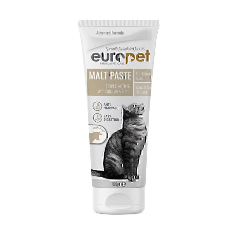 خمیر مالت گربه یوروپت طعم گوشت Europet malt paste with beef وزن ۱۰۰ گرم