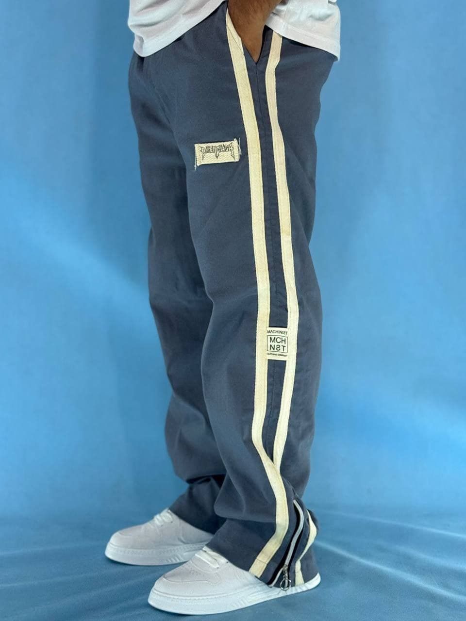 شلوار بنگال کش دو نوار کنف پایین زیپ