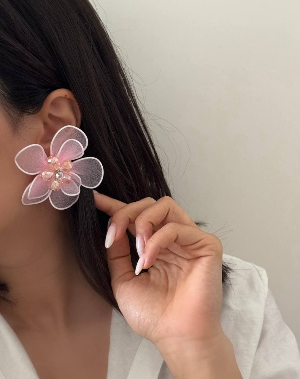 گوشواره گل فنری پارچه ای