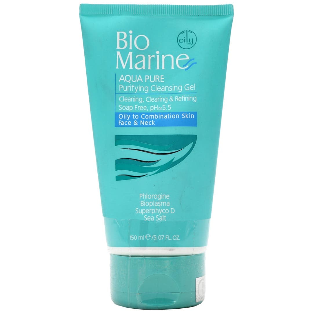 ژل شستشوی صورت و گردن مناسب پوست چرب و آکنه دار بایو مارین 150 میل