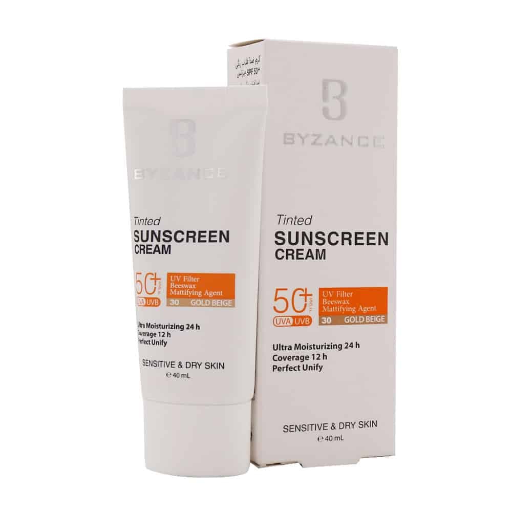 کرم ضد آفتاب رنگی بیزانس مناسب پوست خشک SPF 50 حجم 40ml