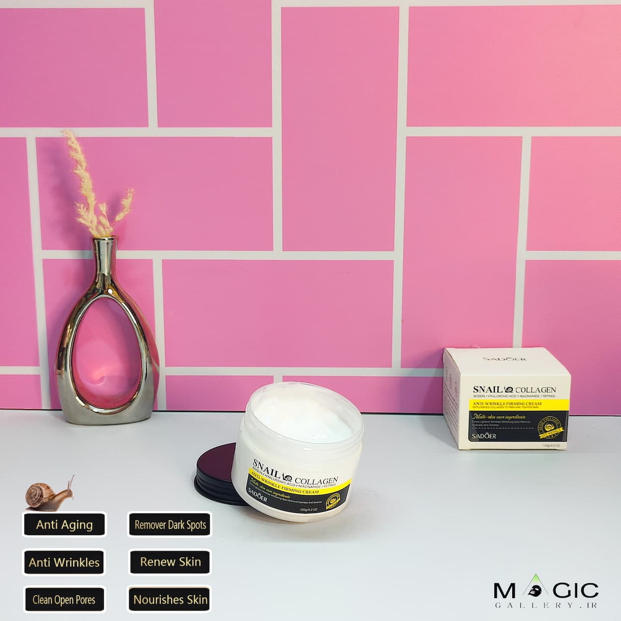 کرم حلزون کلاژن سادور ضدچروک و سفت‌کننده پوست حجم ۱۲۰ گرم | SADOER Snail Collagen Cream