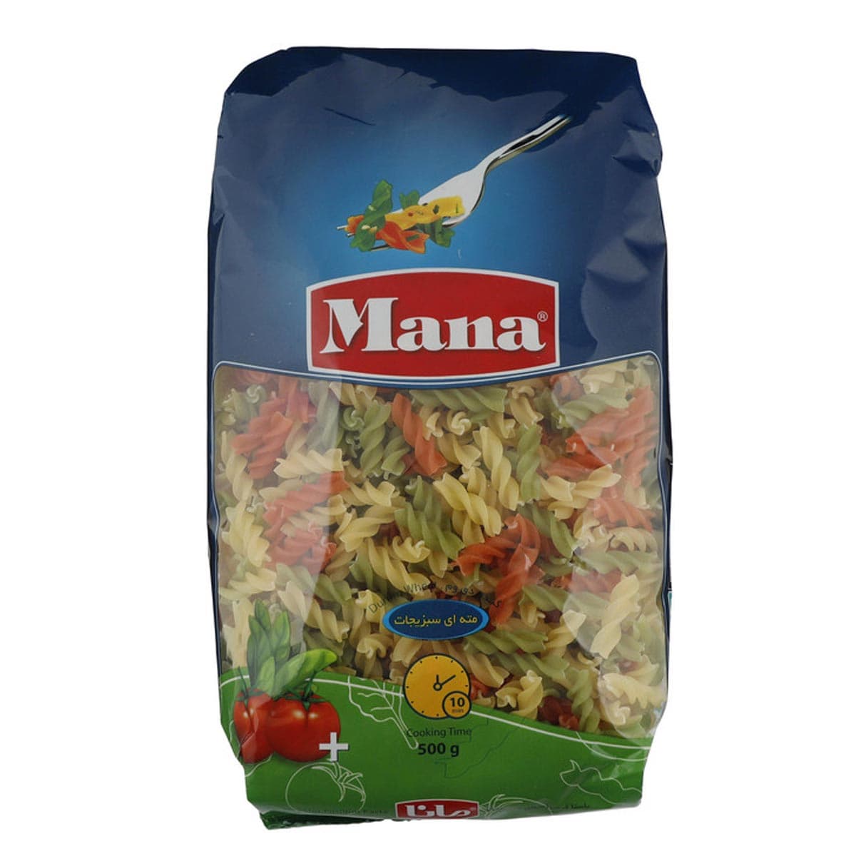ماکارونی فرمی مته ای سبزیجات مانا 500 گرم